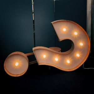 Question mark made of lightbulbs