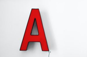 Red capital letter A
